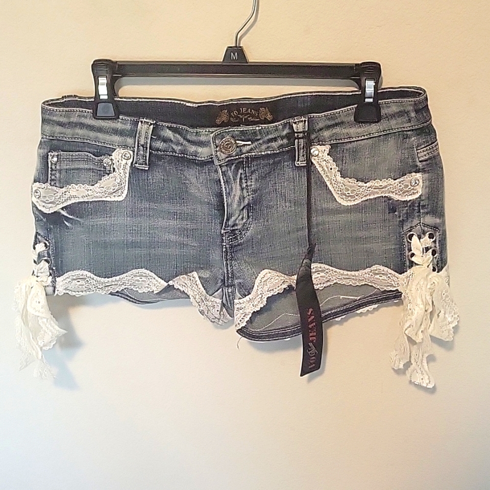 VO Women's Jean Shorts with Lace